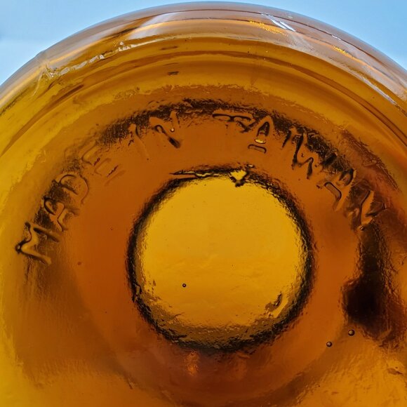 Large Amber Apothecary Jar Bubble Lid Glass Canister Storage Container - Picture 6 of 6